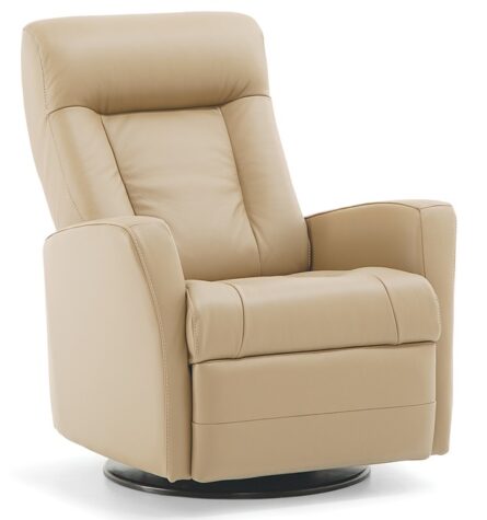 Banff By Palliser in cream leather the perfect reclining chair for small spaces