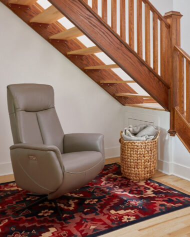 Q30 small space recliner in grey leather
