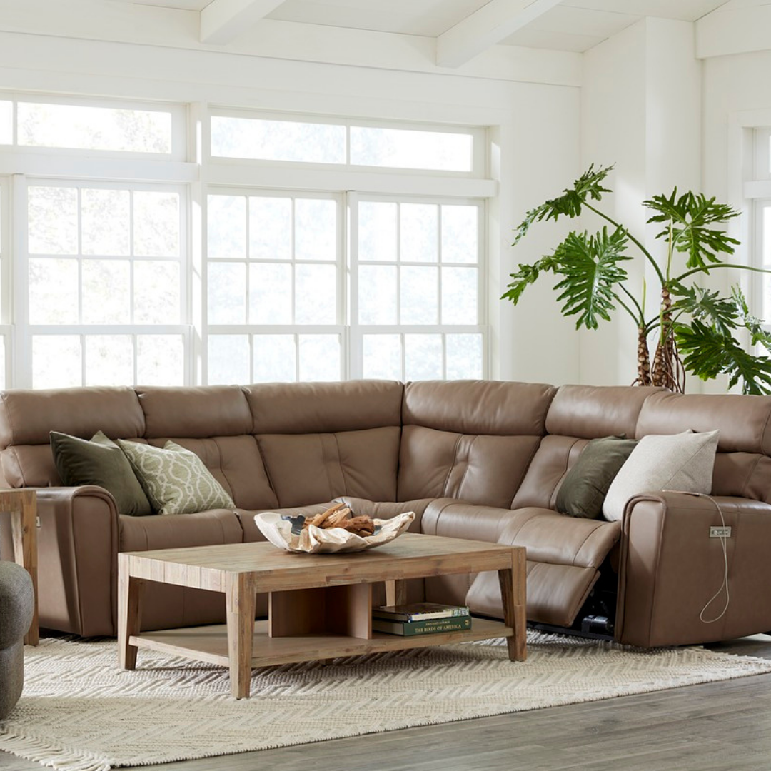 brown leather sectional