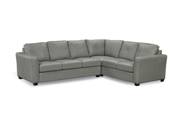 transitional grey leather sectional