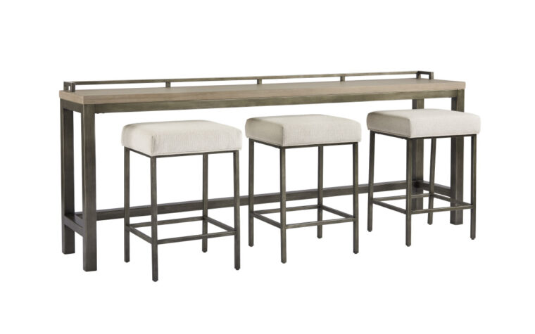 Multi-piece furnishing console table with a rustic design