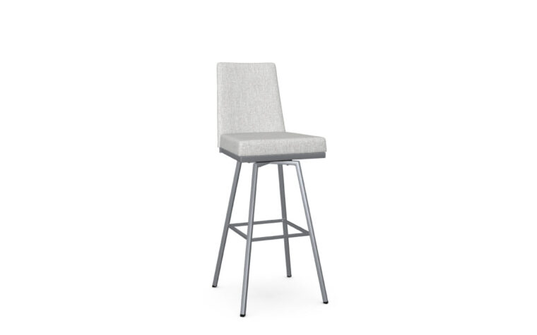 Swivel stool with square seat cushion and tall back