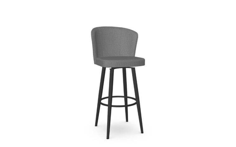Swivel stool with curved tall backrest