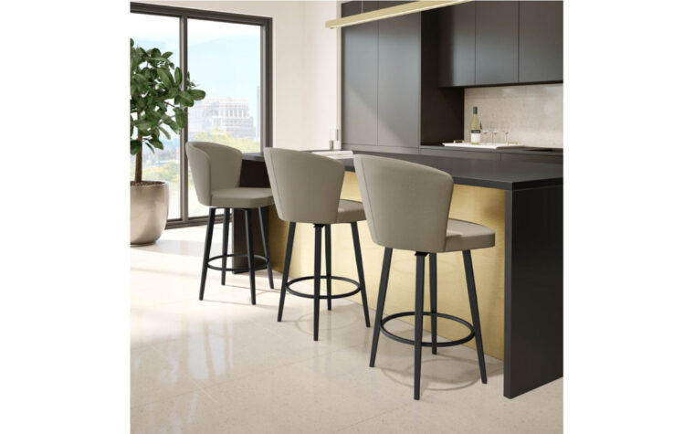 Swivel stools with curved tall backrest with kitchen island