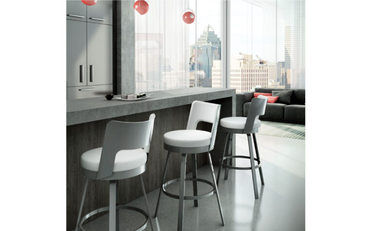 Modern swivel stools with metal and fabric design