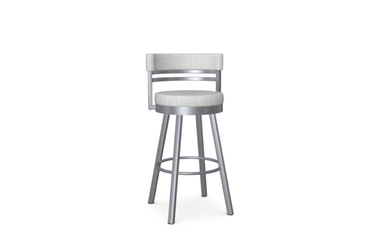 Swivel stool with a metal and fabric low short backrest