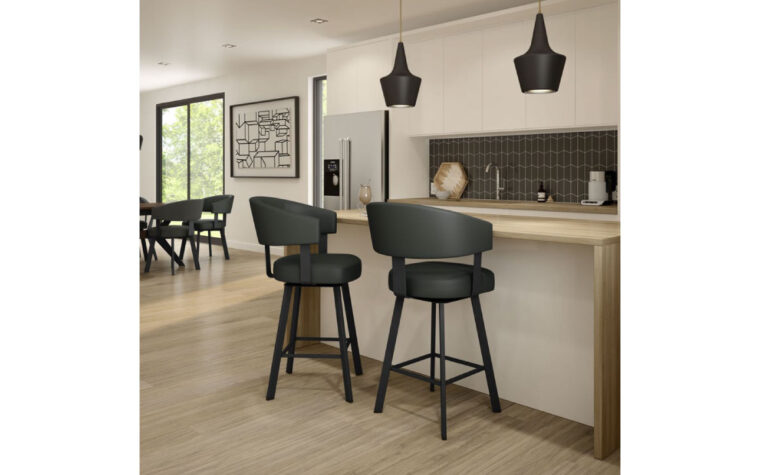 Swivel stools with medium height curved backrests