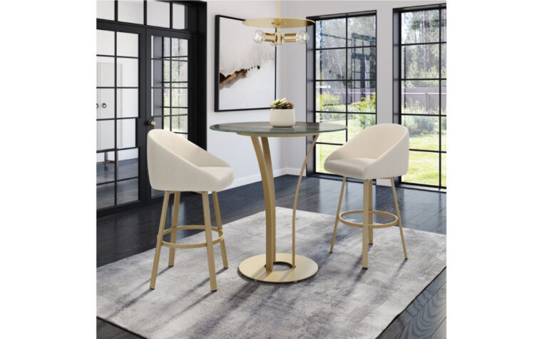 Elegant and glamorous swivel stools with round backrests