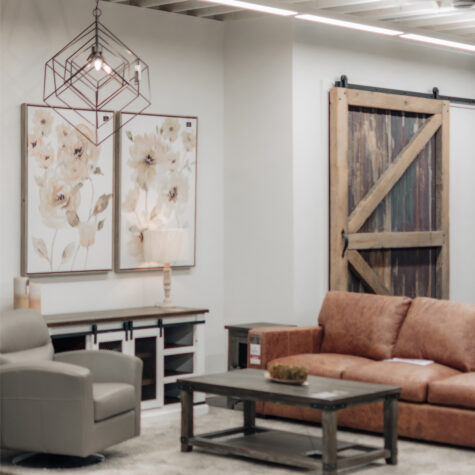 Geometric shaped lamp hanging from ceiling