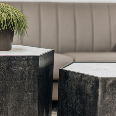 Side tables with natural textures 