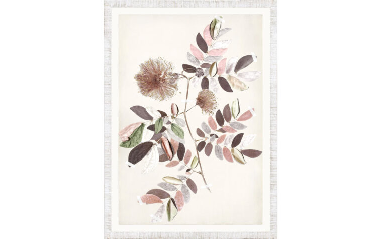 A portrait of pastel flowers and leaves with hand-pressed pieces