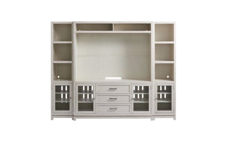 Complete wall unit with closed glass doors