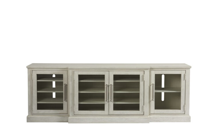 Entertainment console wood frame with glass doors