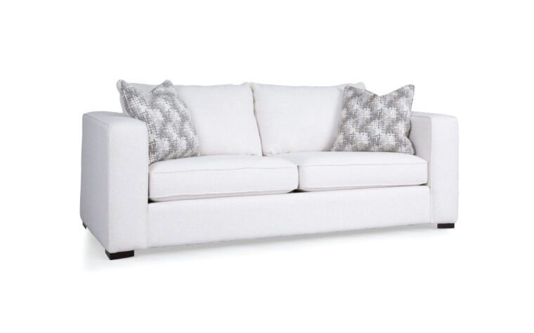 Transitional sofa with a white fabric cover