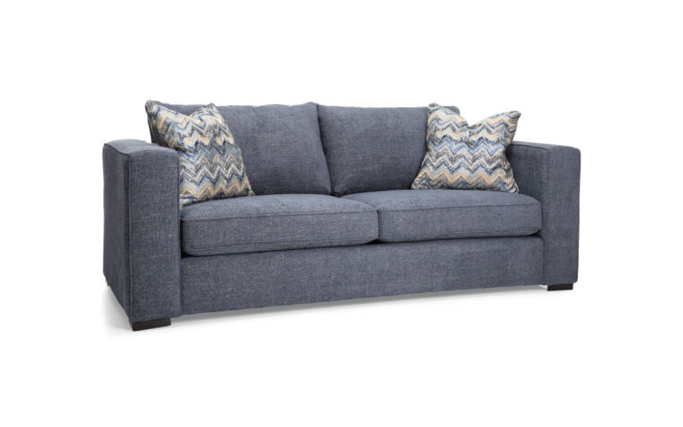 Transitional sofa in a blue fabric cover
