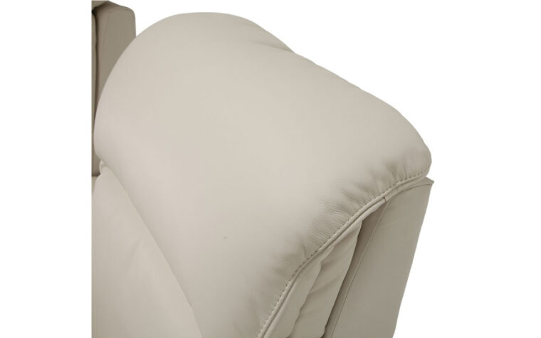 Back cushion view with cream leather upholstery