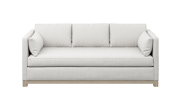 Modern and clean lined three cushion sofa