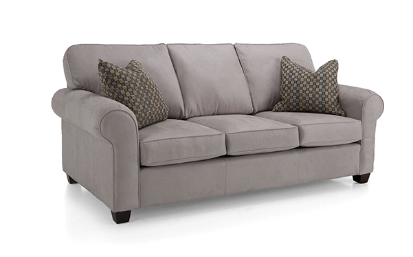 light grey fabric on a traditional sofa