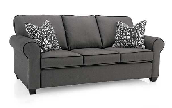 Dark grey fabric on a traditional sofa