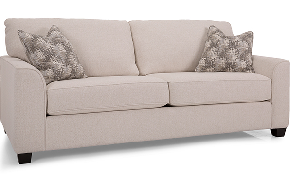 Curved arm sofa with clean lines 