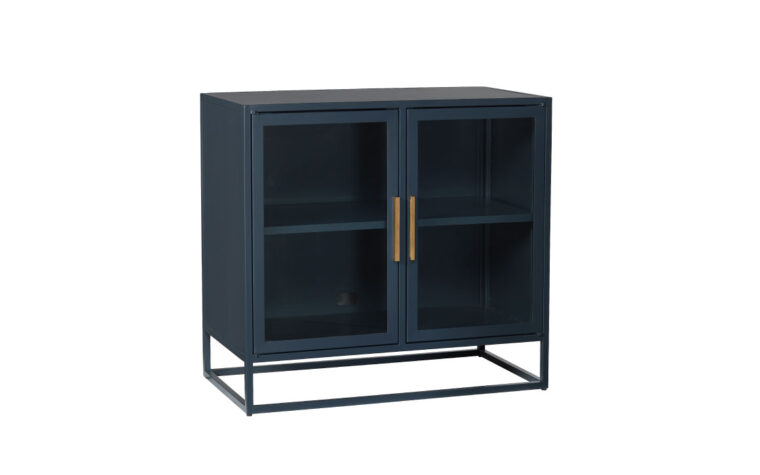 Cabinet with a deep blue finish and two shelves
