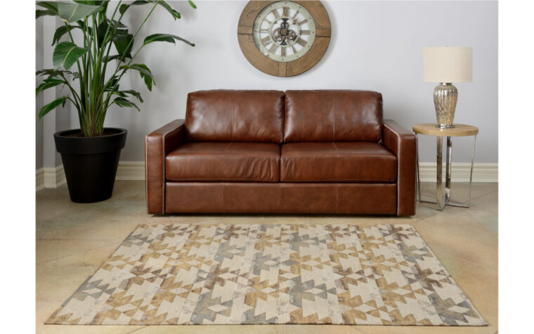 Brown leather sofa in living room
