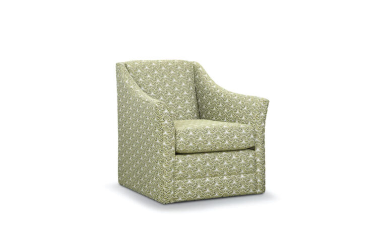 A retro chic swivel chair with flared arms