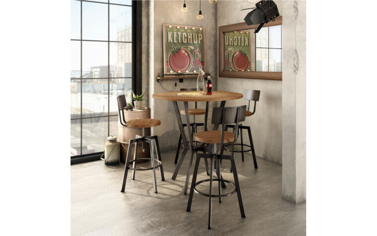 Industrial pub style table in living setting