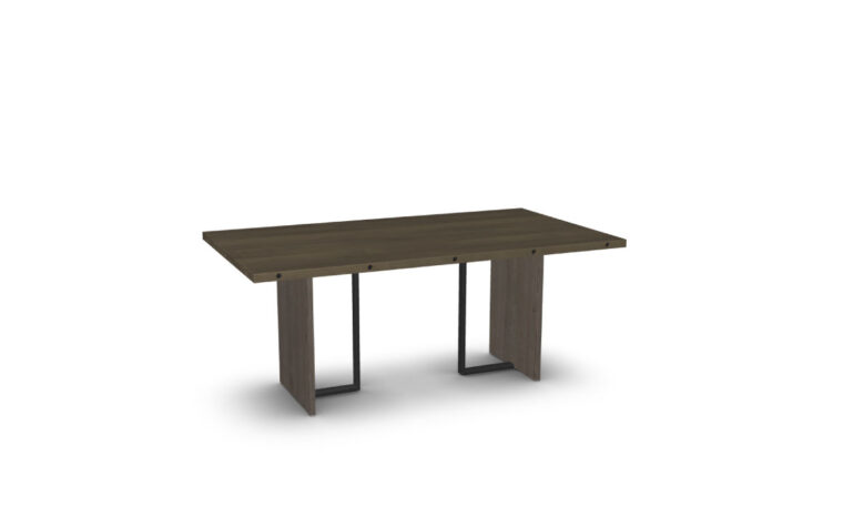 Industrial dining table with a wood tabletop and metal legs