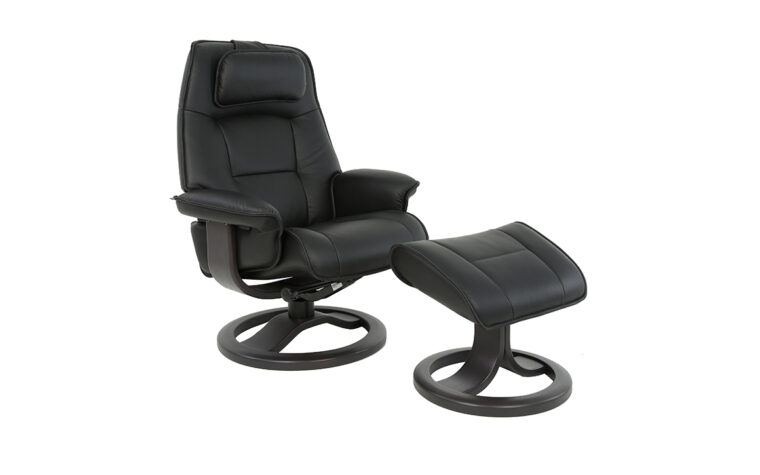 Fjords Admiral R Swivel Chair in SL Black leather