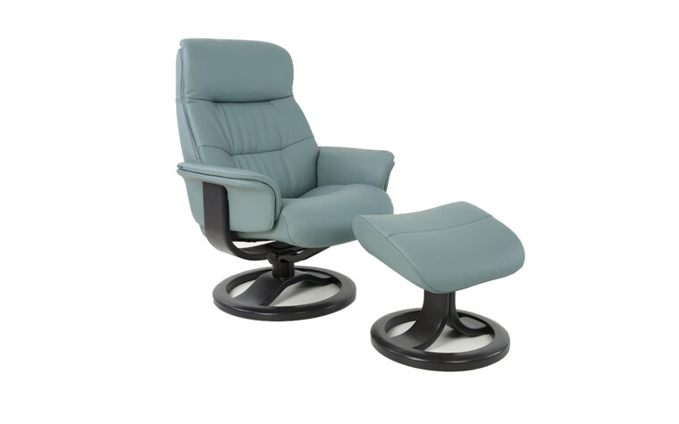 Fjords Anne Swivel Recliner Chair in SL Ice Charcoal leather