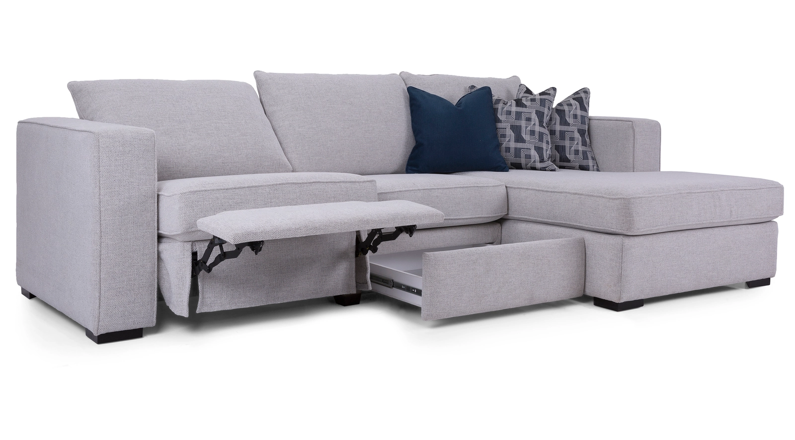 Online Canadian Furniture pick from Decor-Rest. A grey sectional sofa with custom options