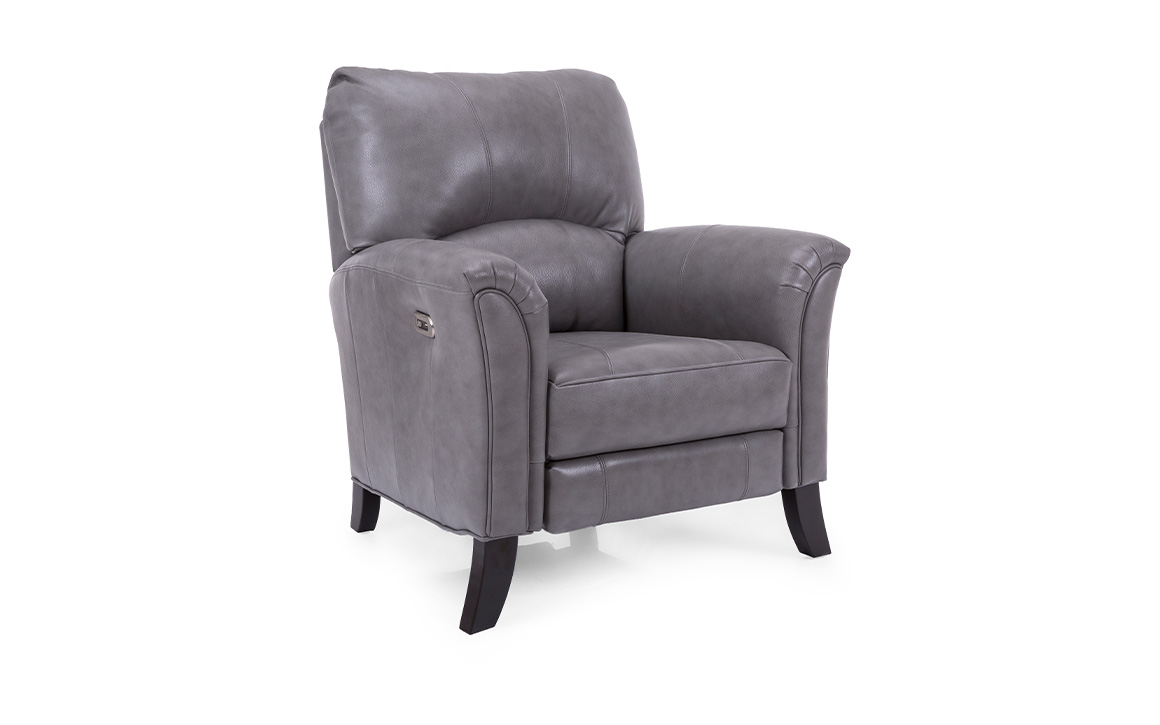 Angled shot of the Decor-Rest 3450 Recliner Chair in gray leather