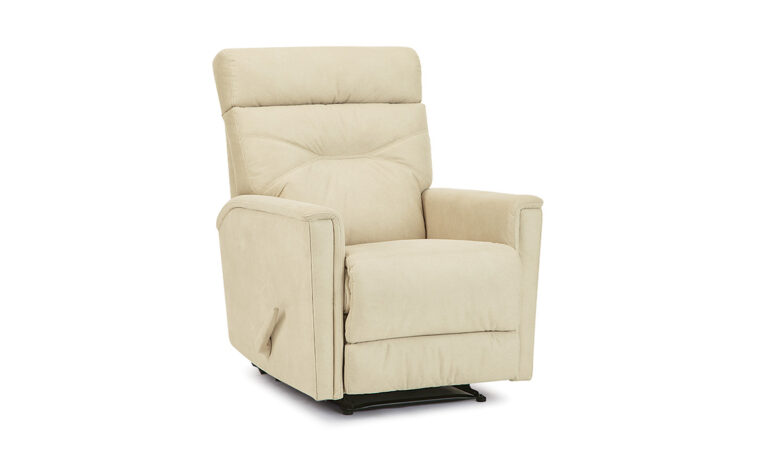 Angled shot of the Denali Palliser Recliner Chair in a cream-coloured fabric