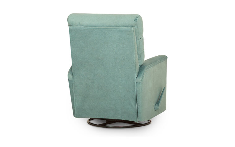 Back of the Denali Palliser Recliner Chair in a blue green fabric