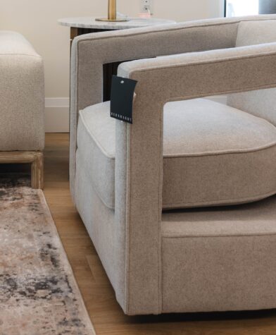 Alana fabric swivel chair for living room from Bernhardt available through Chervin Furniture & Design in Waterloo Region
