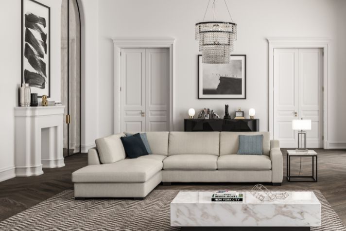 Brentwood Athena Fabric Modern Sectional Sofa