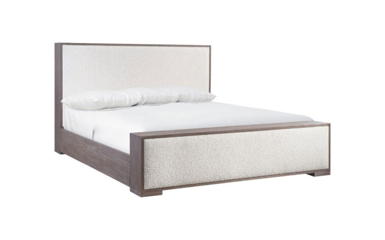 A angled view of the Casa Paros Modern Queen Bed by Bernhardt.