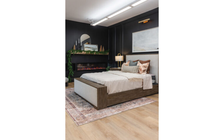 The Casa Paros Modern Queen Bed by Bernhardt in the Chervin Furniture & Design showroom.