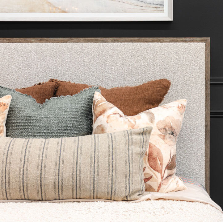 A detail shot of the Casa Paros Modern Queen Bed by Bernhardt.