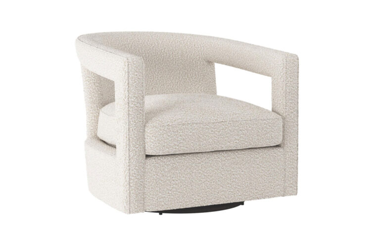 Alana swivel chair for living room by Bernhardt angled view