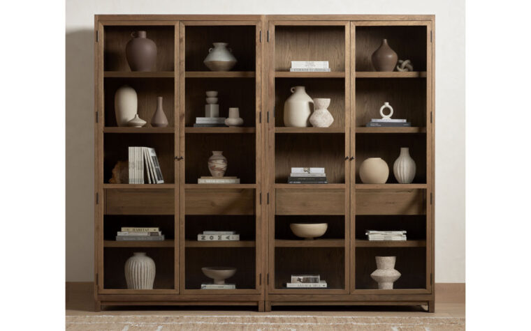 Two Millie Oak Cabinets side by side in the solid oak colour option.