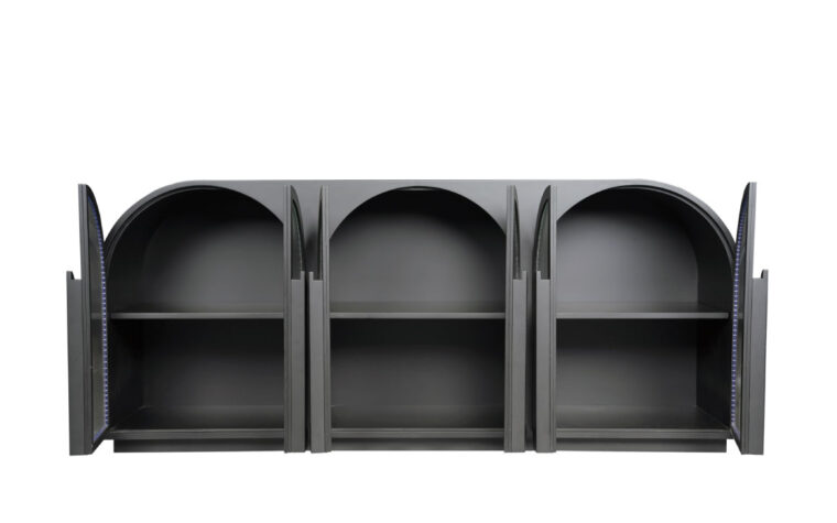 Salone Black Sideboard by Moe's Home Collection with reeded glass doors opened