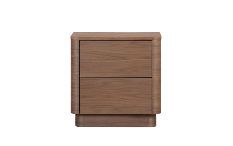 Front view of Round Off Tall Wood Nightstand in Walnut Brown by Moe's Home Collection.