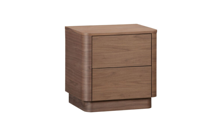 Angled view of Round Off Tall Wood Nightstand by Moe's Home Collection.