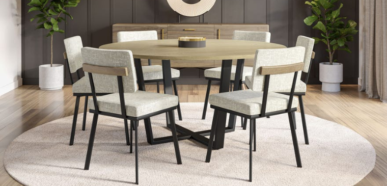 Wesley Chairs by Amisco styled around a dining room table.