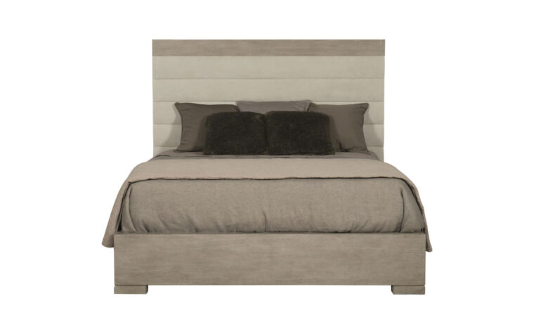 A front view of the Linea Upholstered Panel Bed queen by Bernhardt.
