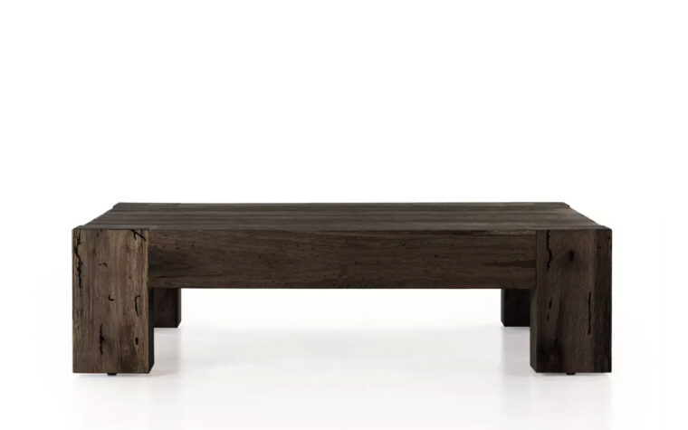 The Abaso Rustic Coffee Table by Four Hands in Ebony Rustic Wormwood Oak.