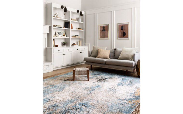 Blue area rug in modern living room - ALC-05 Denim / Ivory Loloi area rug