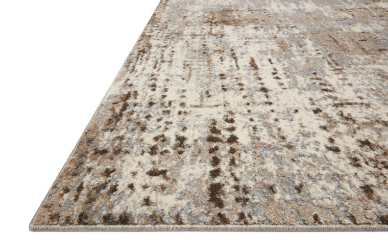 Neutral carpet - AUS-01 Loloi modern area rug close up corner detail.